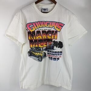 Vtg Y2K 90s 1997 Lee Mens L Drag Racing T-Shirt Goodguys 38th March Meet Fomoso